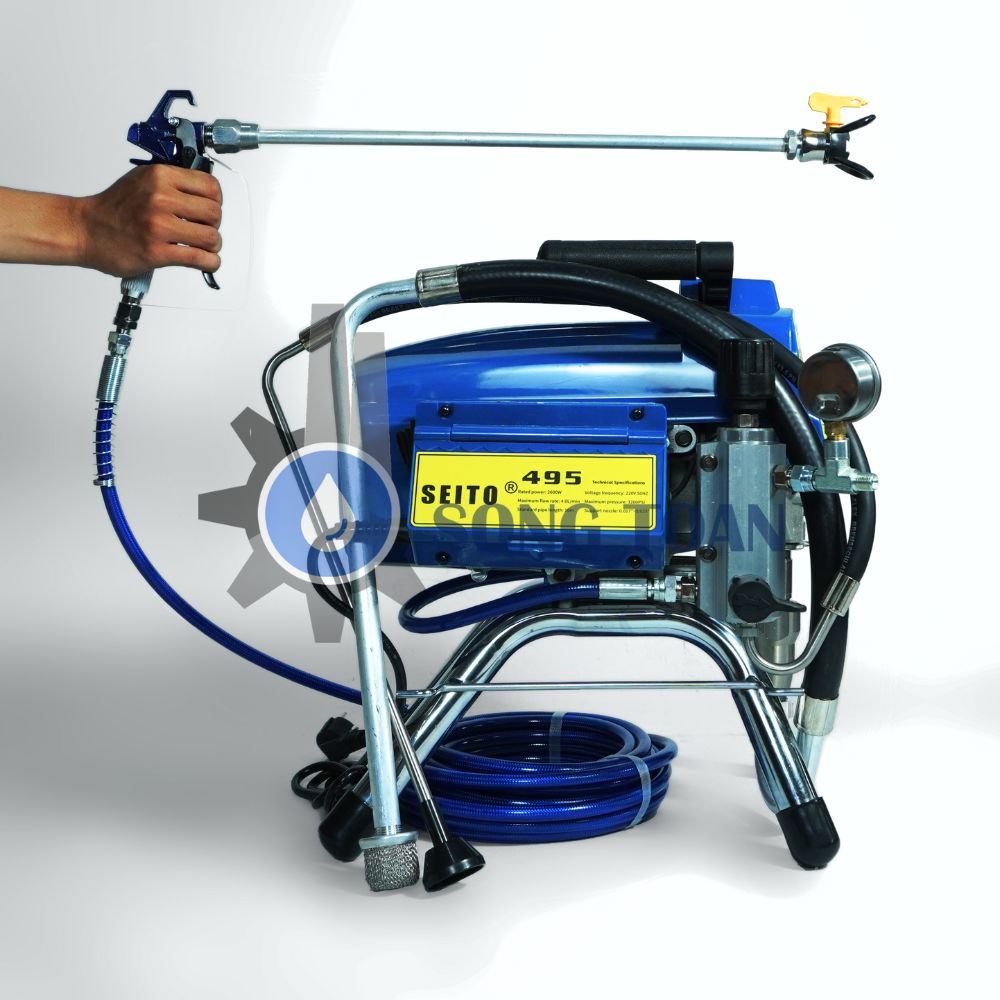 máy phun sơn dấu, sơn epoxy loãng 495